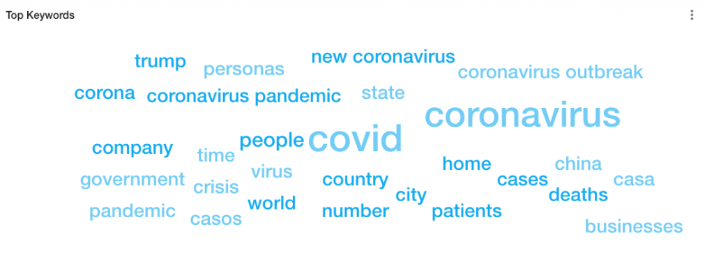 COVID-19: Top keywords in online reporting.